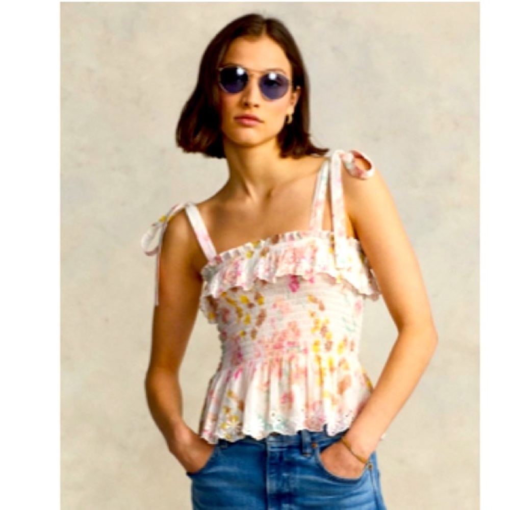 Polo RL floral ruffled peplum tank size medium